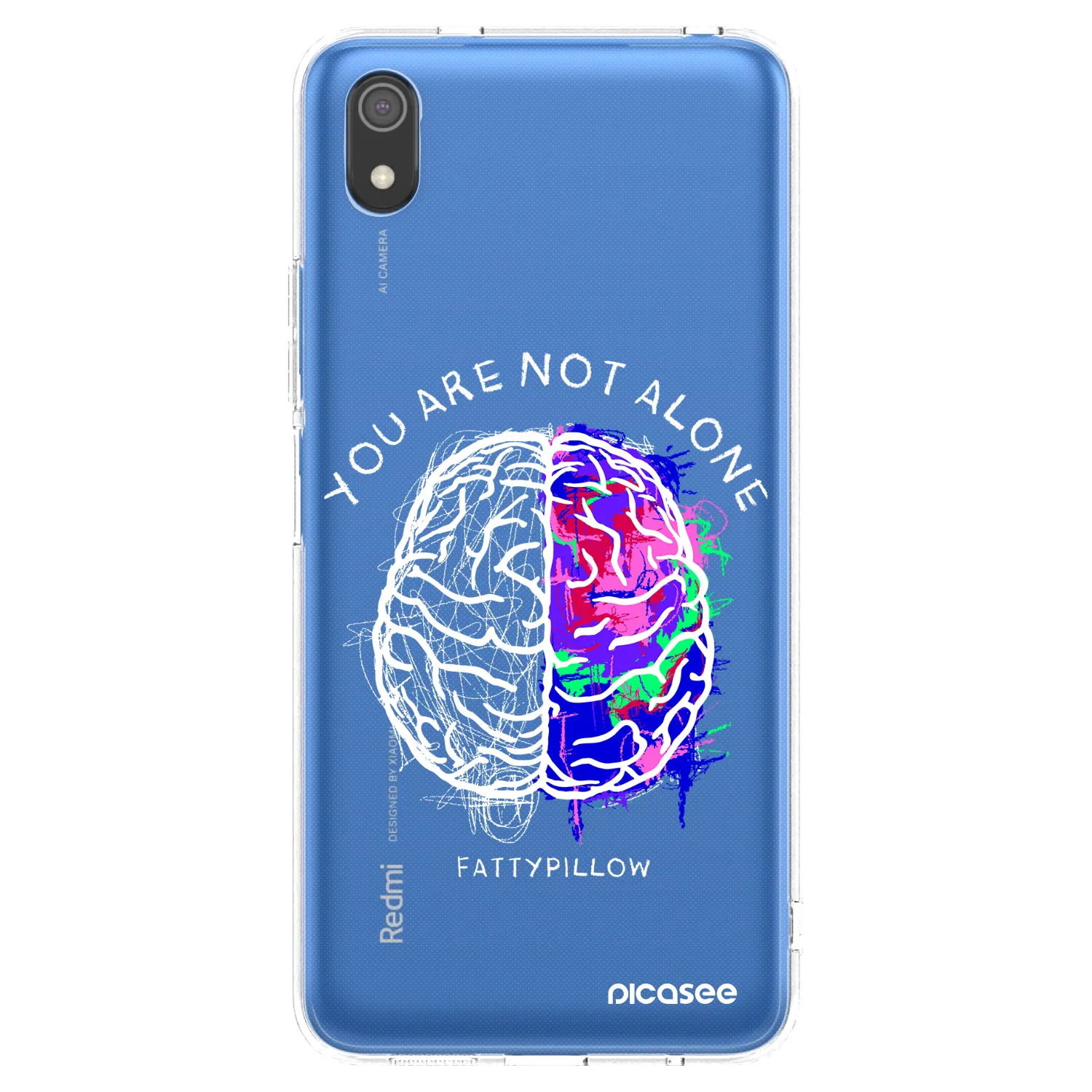 Picasee silikónový prehľadný obal pre Xiaomi Redmi 7A - Brain - White