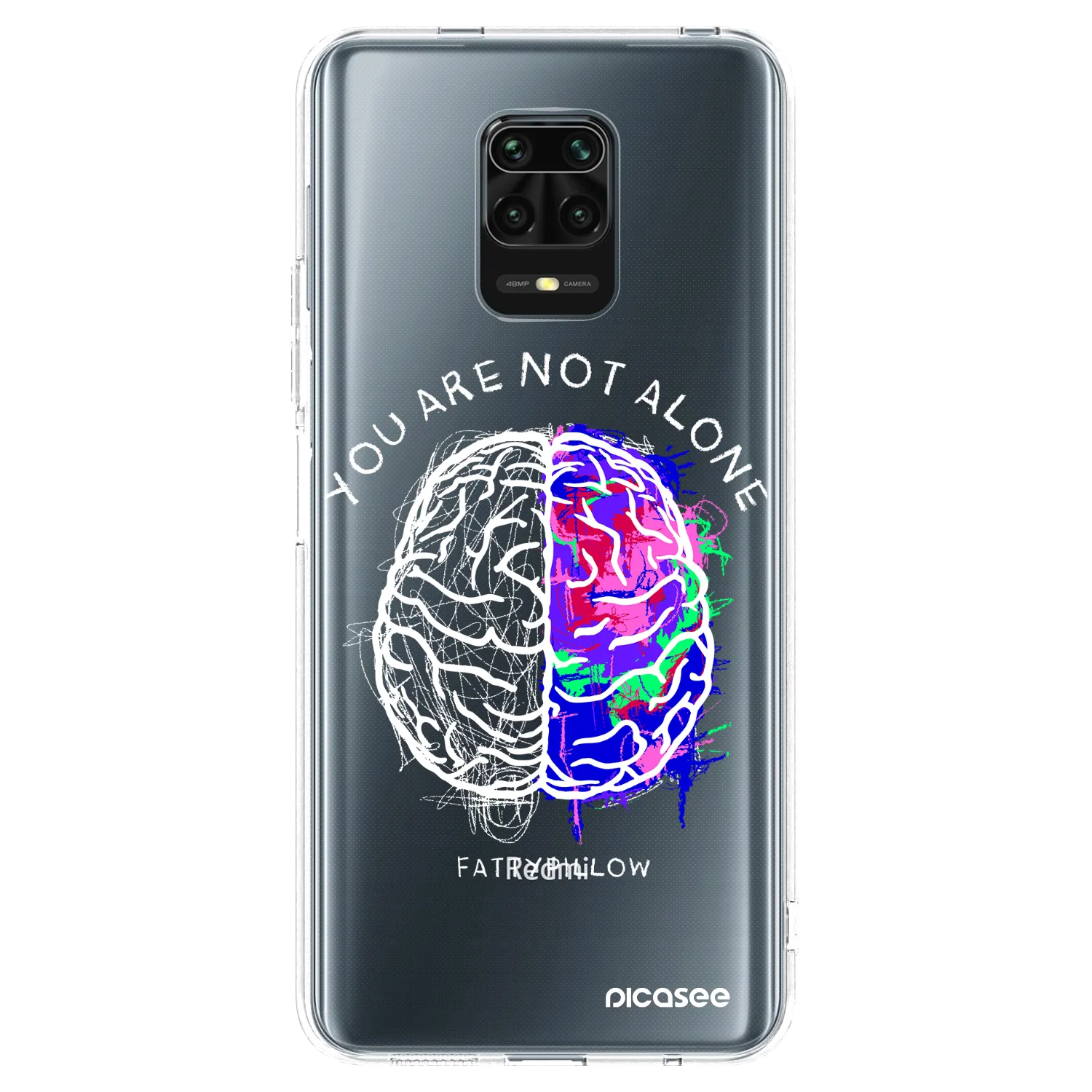 Picasee silikónový prehľadný obal pre Xiaomi Redmi Note 9S - Brain - White