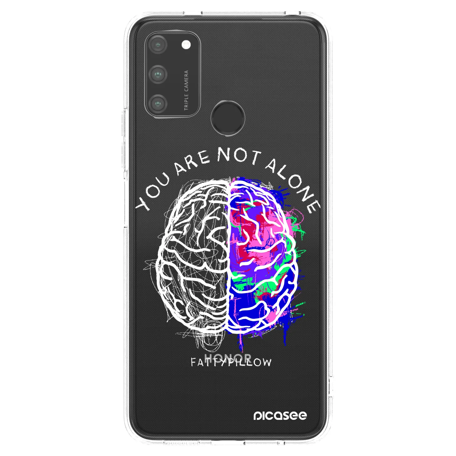 Picasee silikónový prehľadný obal pre Honor 9A - Brain - White