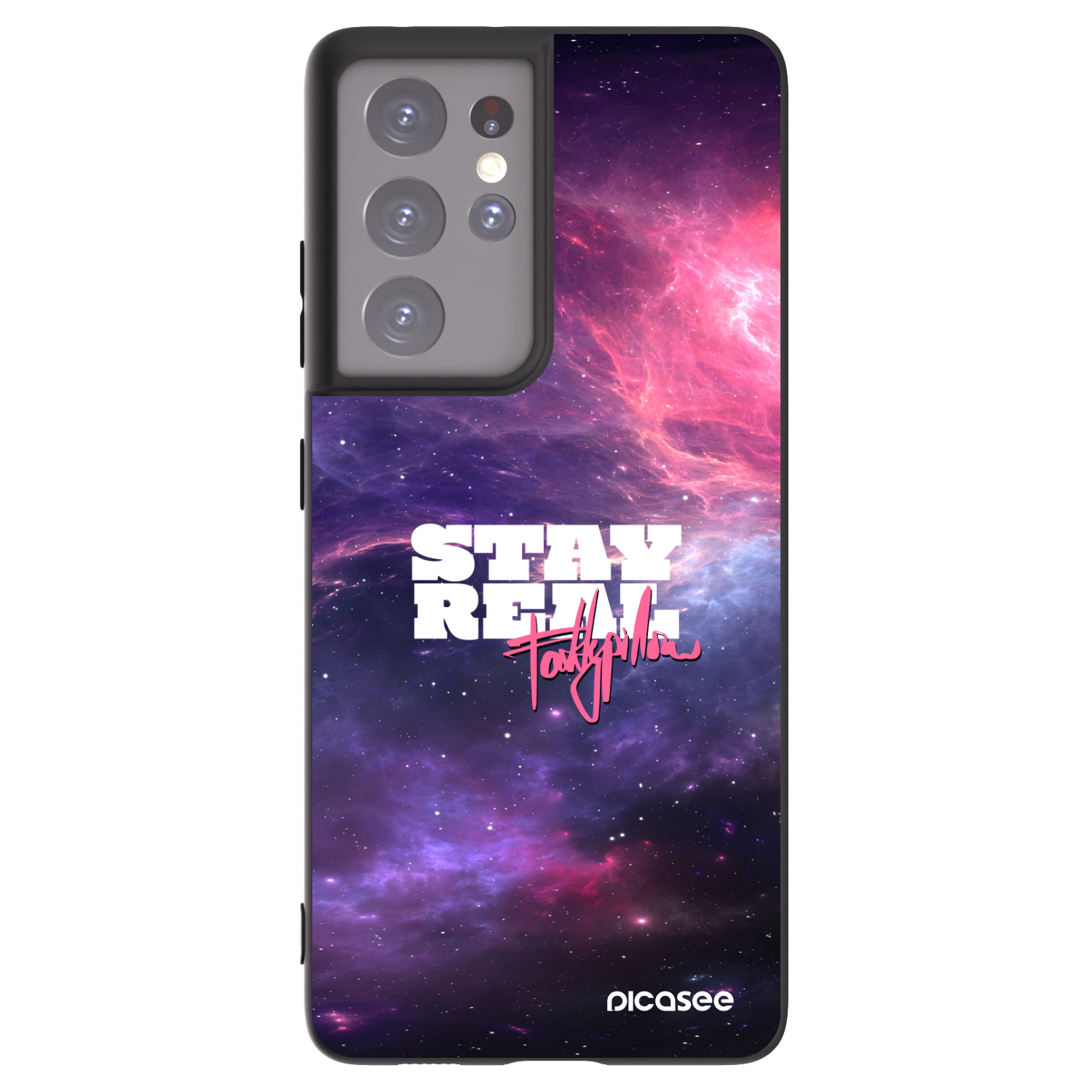 Picasee silikónový čierny obal pre Samsung Galaxy S21 Ultra 5G G998B - Stay Real