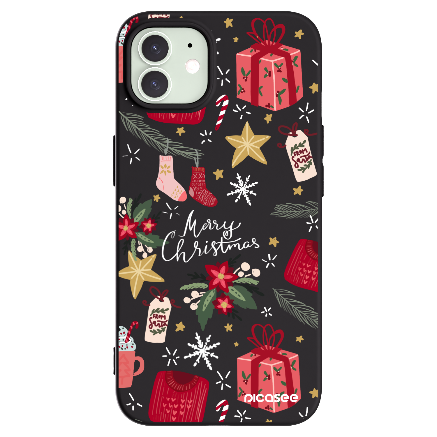 Picasee silikónový čierny obal pre Apple iPhone 12 - Christmas