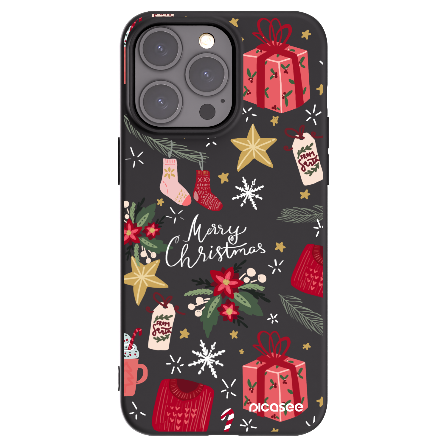 Picasee silikónový čierny obal pre Apple iPhone 15 Pro Max - Christmas