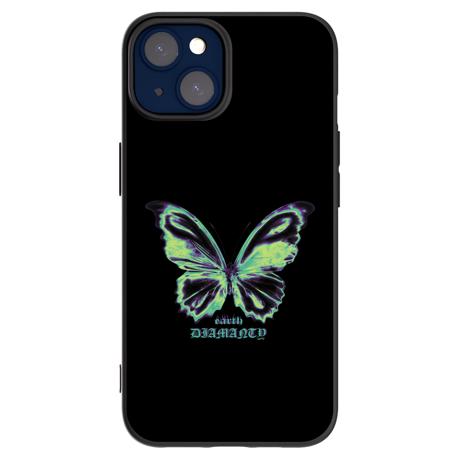 Silikónový čierny obal pre Apple iPhone 14 - Diamanty Blue