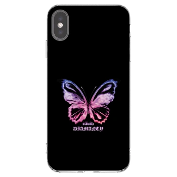 Picasee silikónový prehľadný obal pre Apple iPhone XS Max - Diamanty Purple