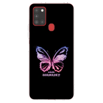 Picasee silikónový prehľadný obal pre Samsung Galaxy A21s - Diamanty Purple