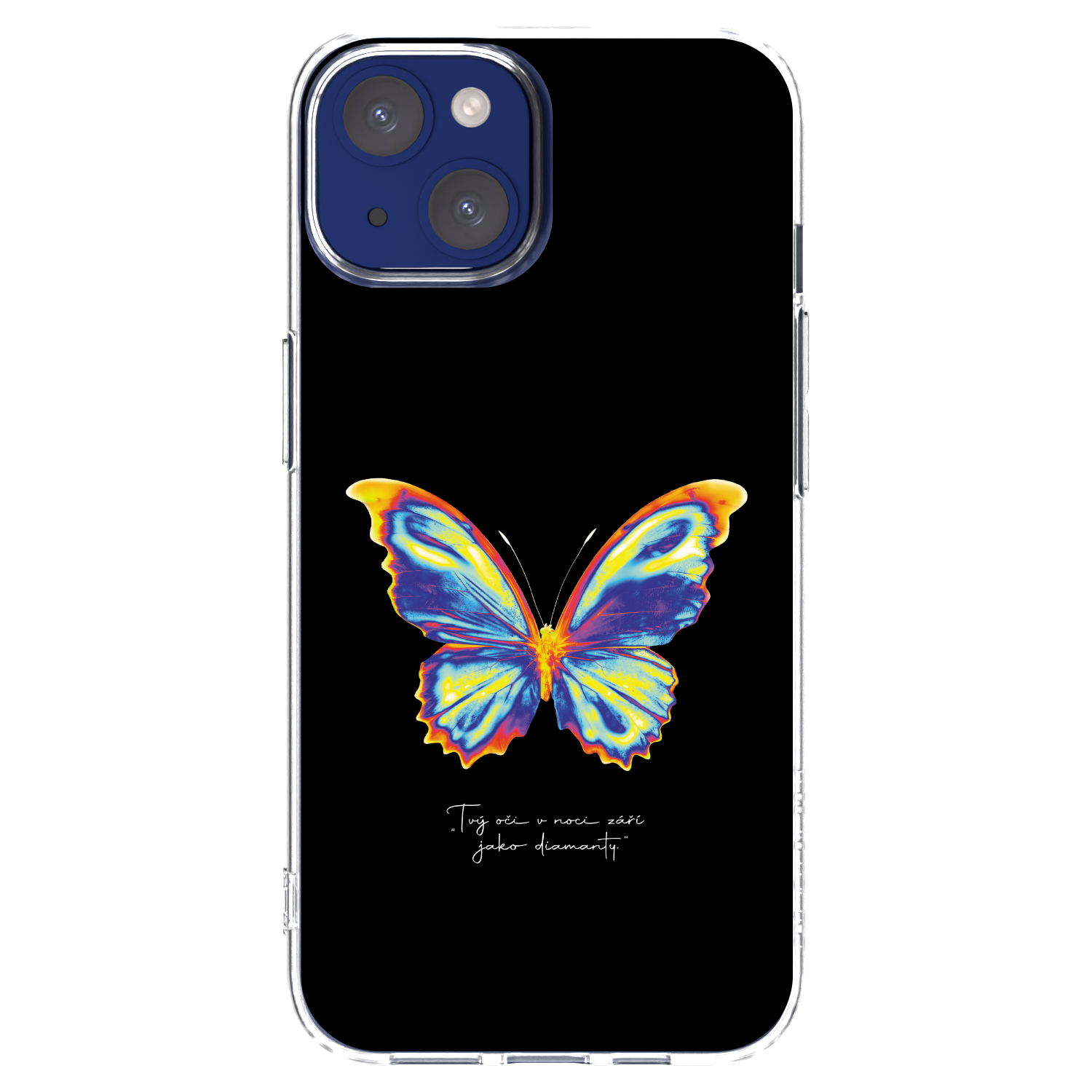 Silikónový prehľadný obal pre Apple iPhone 14 - Diamanty Black