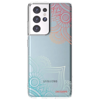 Picasee silikónový prehľadný obal pre Samsung Galaxy S21 Ultra 5G G998B - Kvetinový vzor