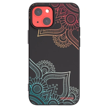 Picasee silikónový čierny obal pre Apple iPhone 13 mini - Kvetinový vzor
