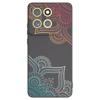 Picasee silikónový čierny obal pre Motorola Moto G86 Power 5G - Kvetinový vzor