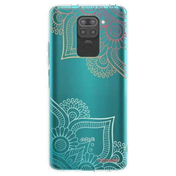 Picasee silikónový čierny obal pre Xiaomi Redmi Note 9 - Kvetinový vzor