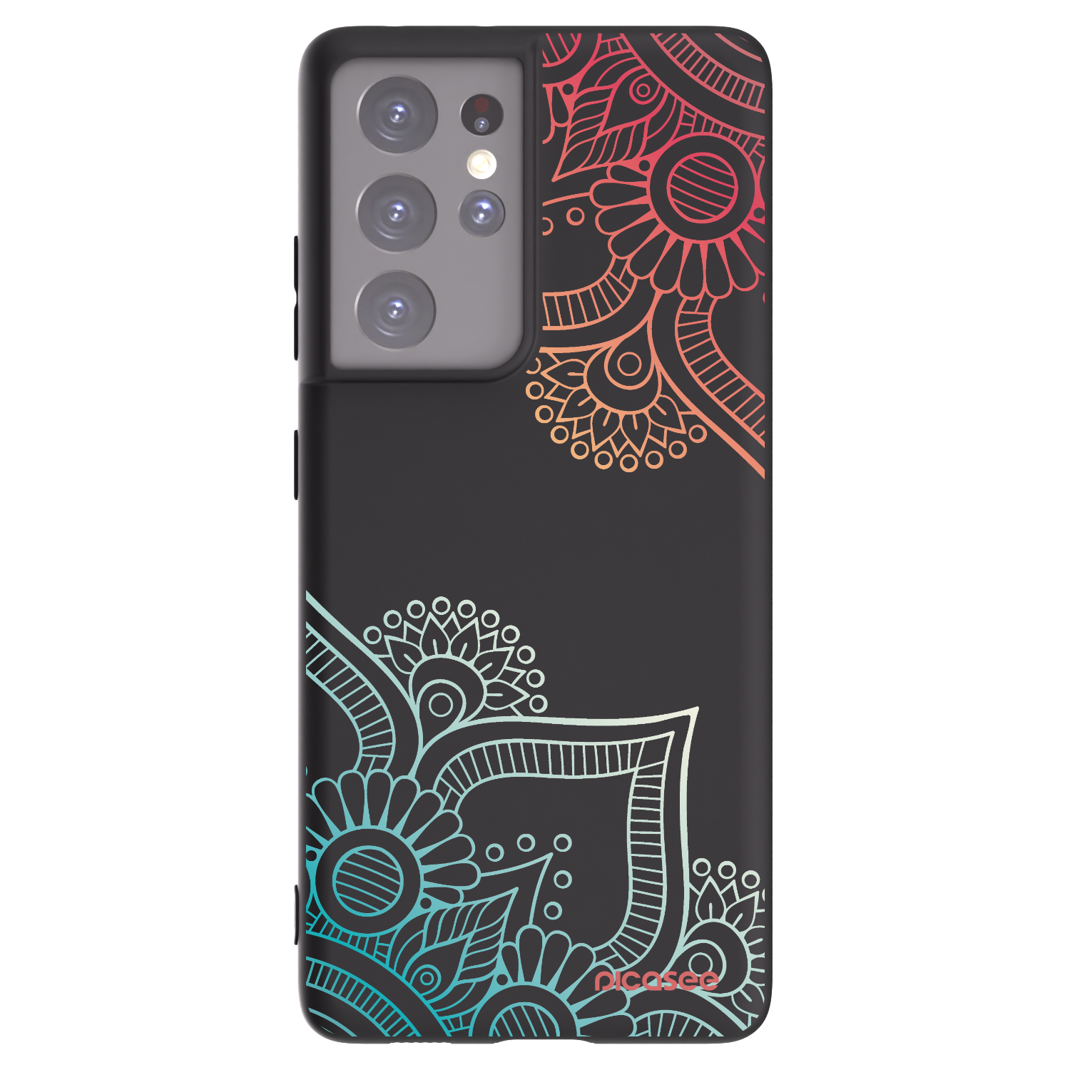 Picasee silikónový čierny obal pre Samsung Galaxy S21 Ultra 5G G998B - Kvetinový vzor