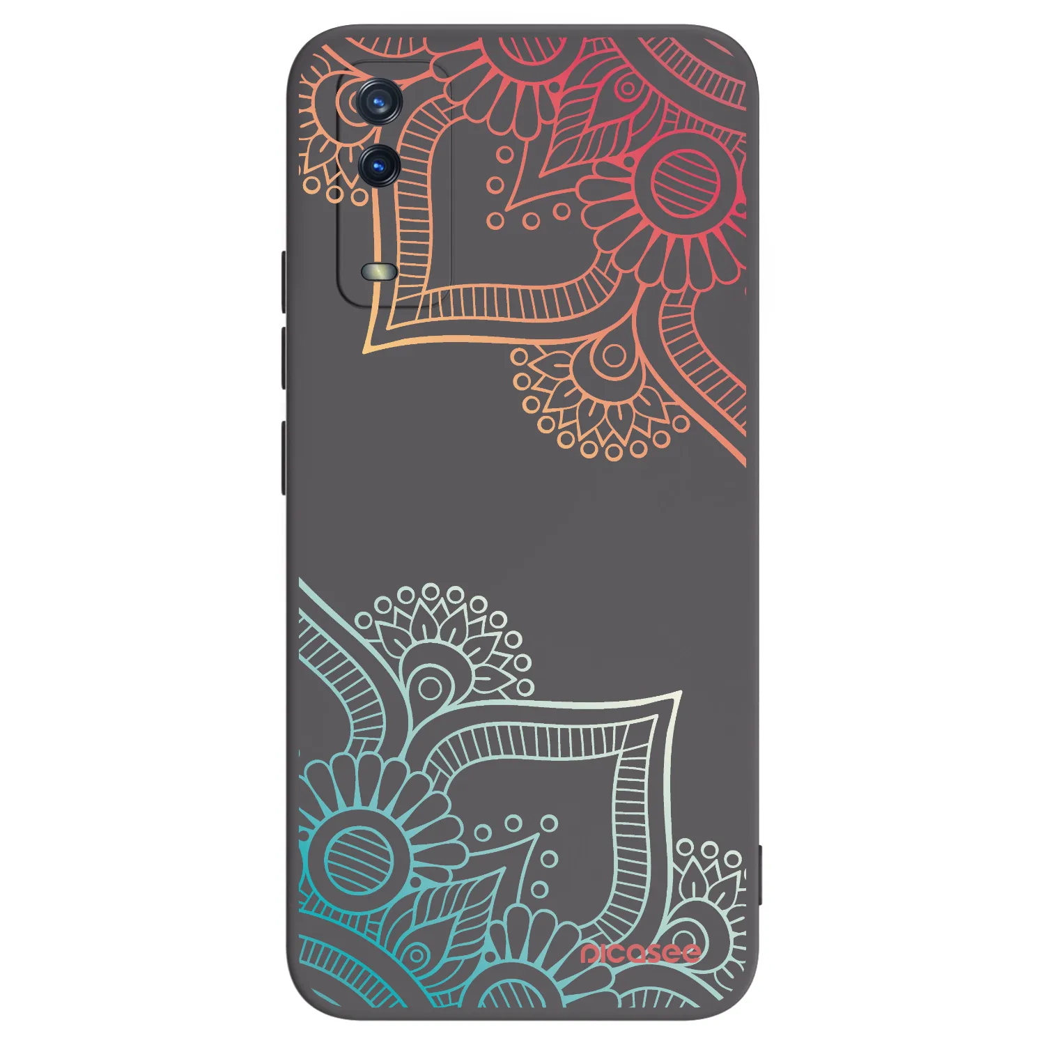 Picasee silikónový čierny obal pre Vivo Y11s - Kvetinový vzor