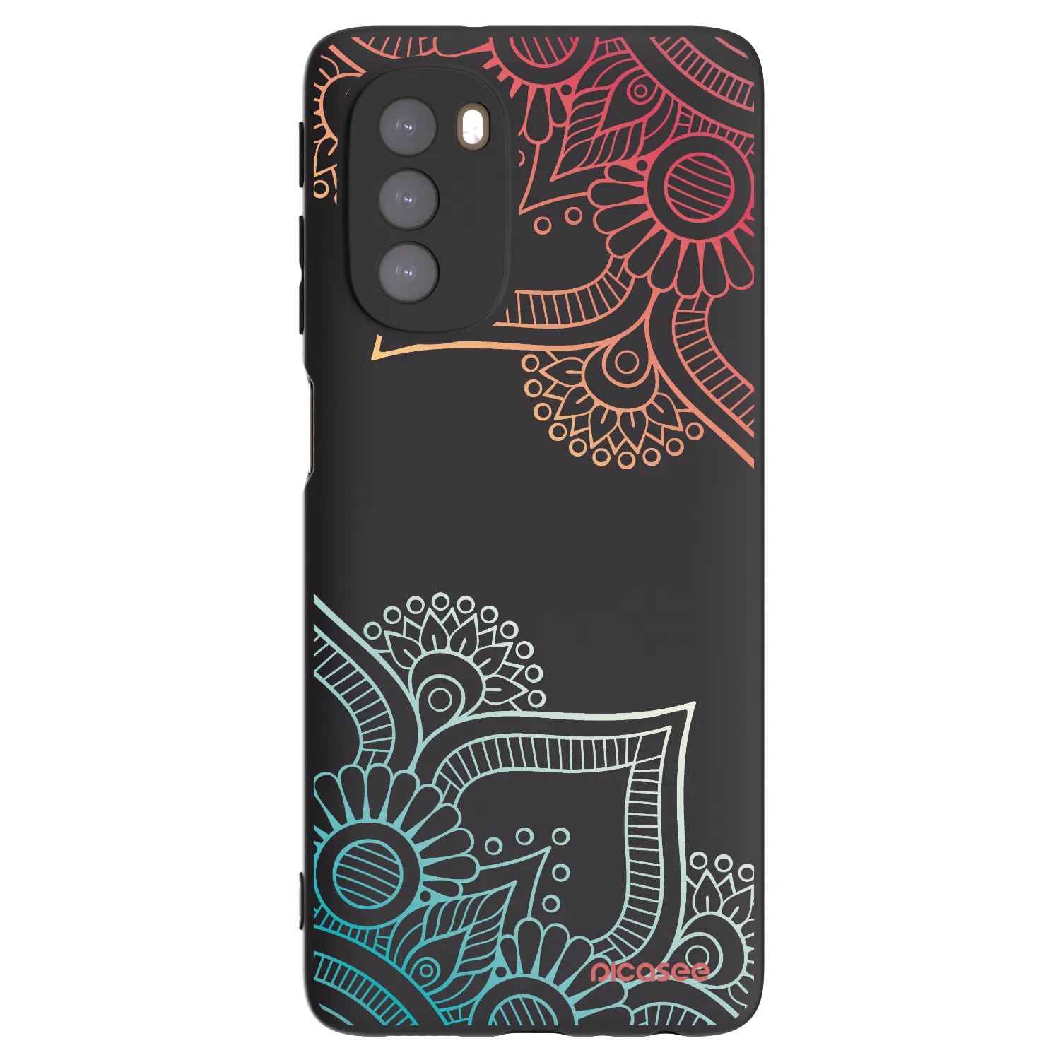Picasee silikónový čierny obal pre Motorola Moto G51 - Kvetinový vzor