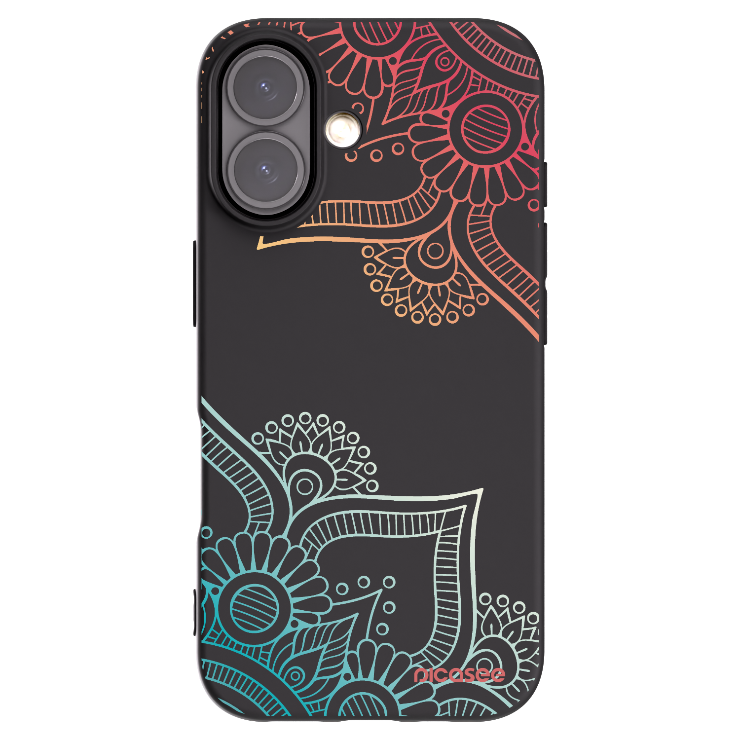 Picasee silikónový čierny obal pre Apple iPhone 16 - Kvetinový vzor