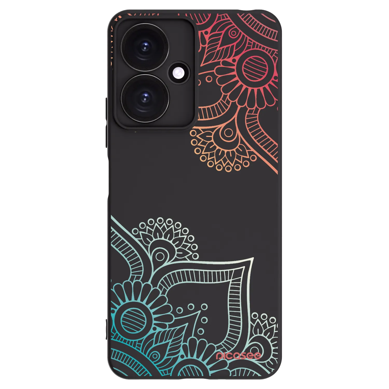 Picasee silikónový čierny obal pre Xiaomi Redmi 13C 5G - Kvetinový vzor