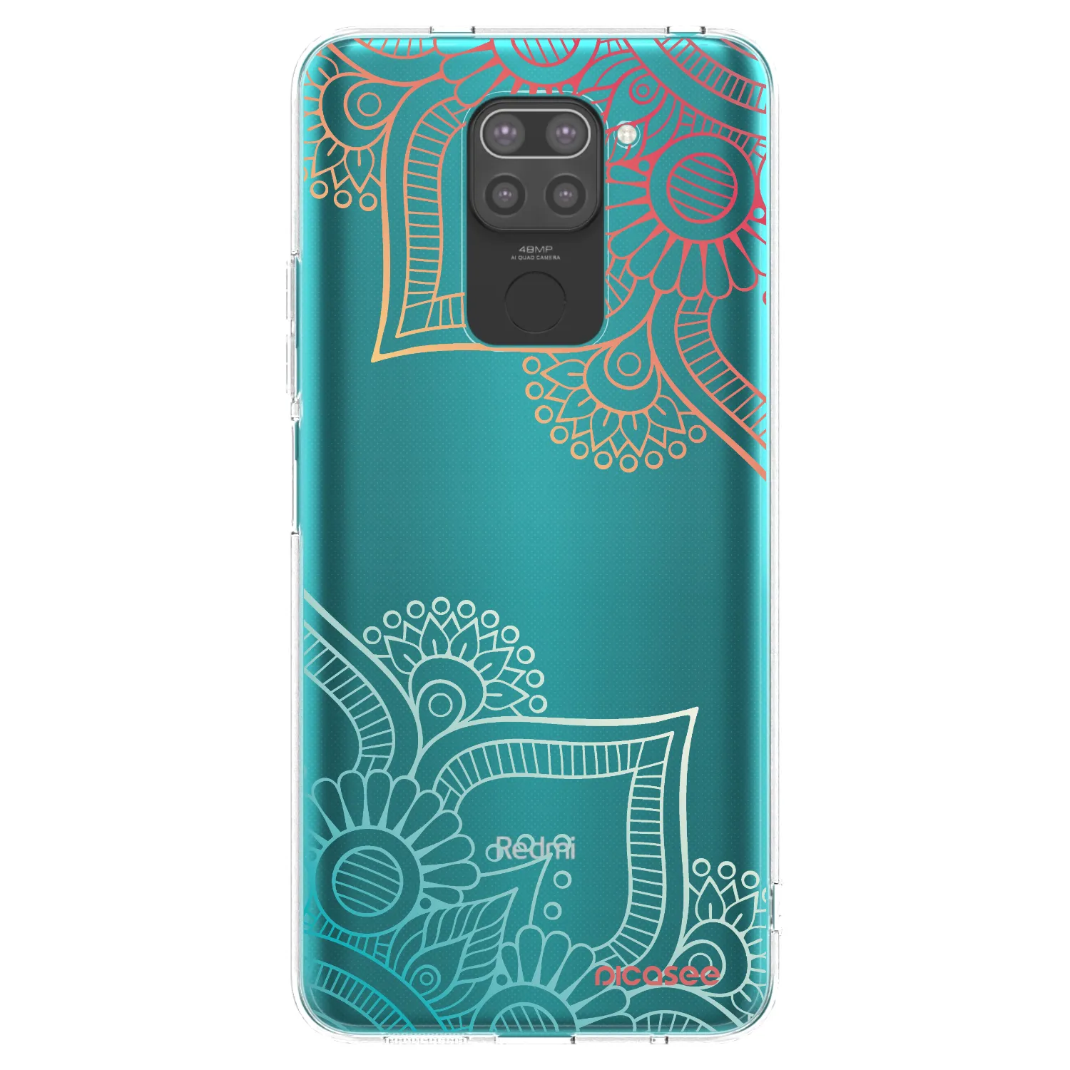 Picasee silikónový čierny obal pre Xiaomi Redmi Note 9 - Kvetinový vzor
