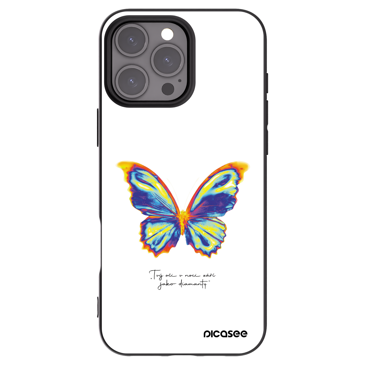 Silikónový čierny obal pre Apple iPhone 16 Pro Max - Diamanty White