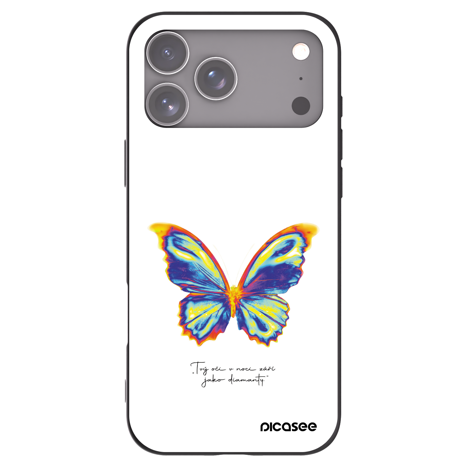 Silikónový čierny obal pre Apple iPhone 17 Pro Max - Diamanty White
