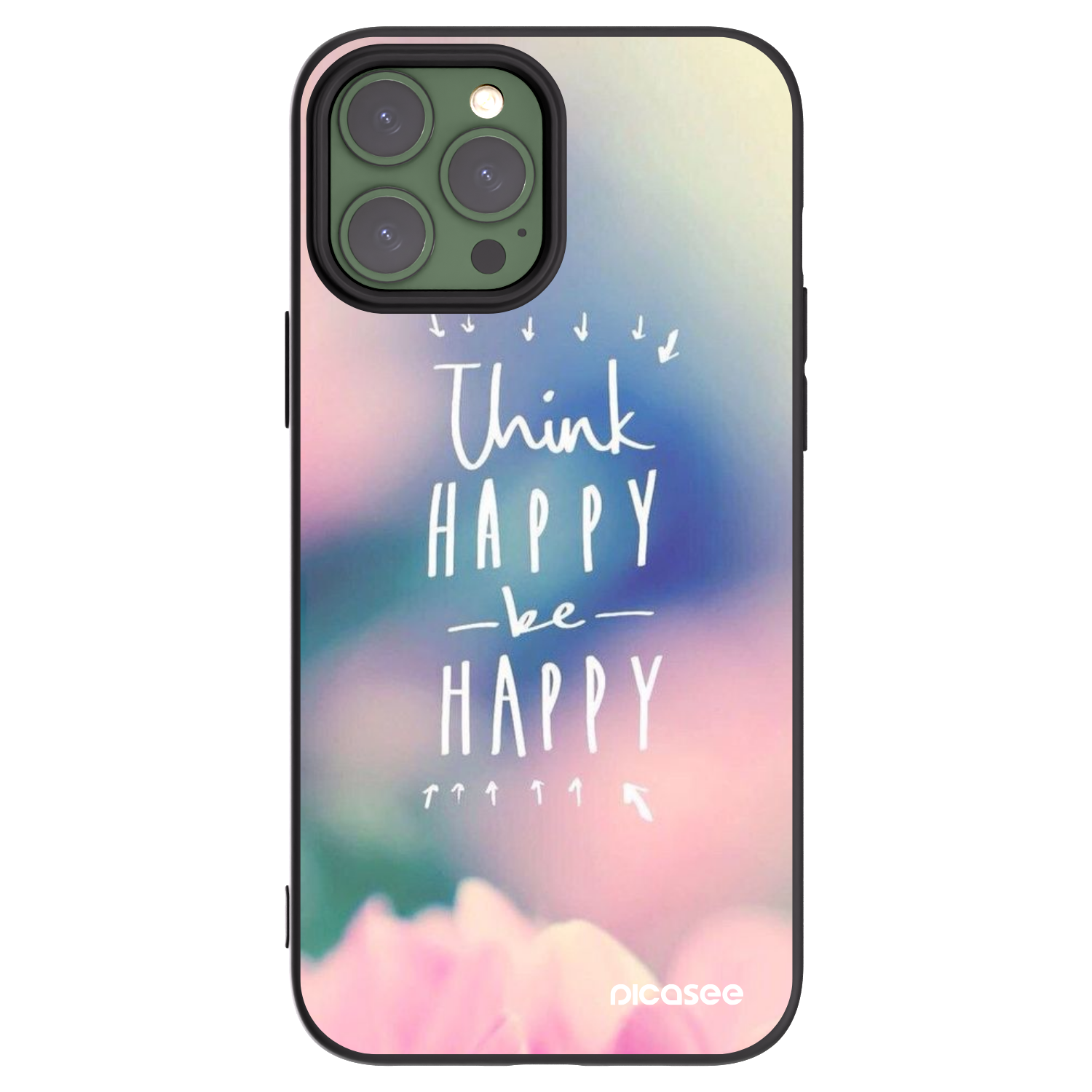 Silikónový čierny obal pre Apple iPhone 13 Pro Max - Mysli pozitívne!