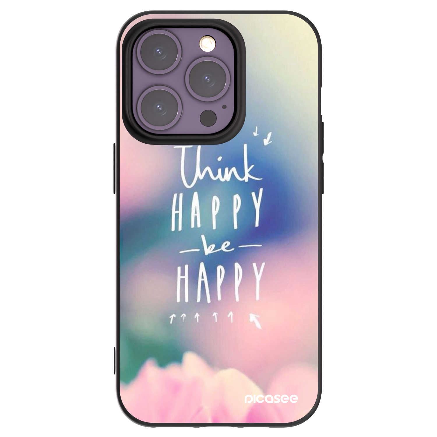 Picasee silikónový čierny obal pre Apple iPhone 14 Pro - Mysli pozitívne!