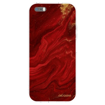 Picasee silikónový prehľadný obal pre Apple iPhone 5/5S/SE - Red