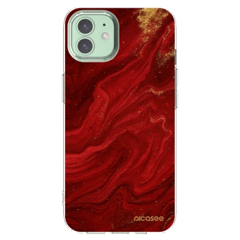Picasee silikónový prehľadný obal pre Apple iPhone 12 Pro - Red