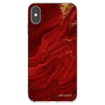 Picasee silikónový prehľadný obal pre Apple iPhone XS Max - Red