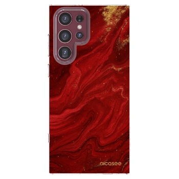 Picasee silikónový prehľadný obal pre Samsung Galaxy S22 Ultra 5G - Red