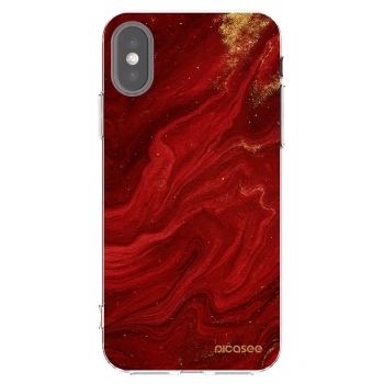Picasee silikónový prehľadný obal pre Apple iPhone X/XS - Red