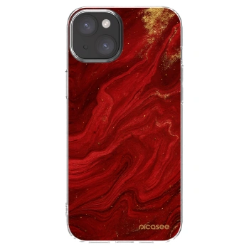 Picasee silikónový prehľadný obal pre Apple iPhone 15 Plus - Red