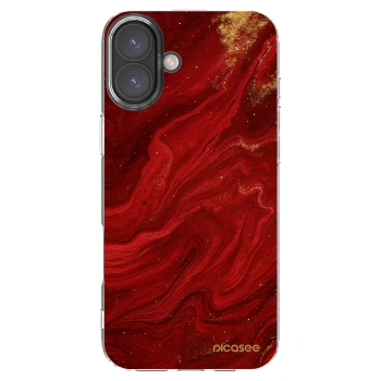 Picasee silikónový prehľadný obal pre Apple iPhone 16 Plus - Red