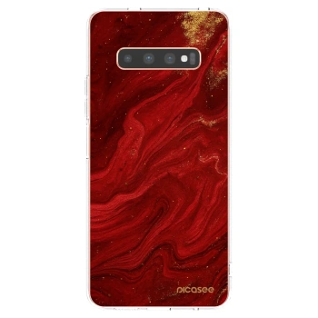 Picasee silikónový prehľadný obal pre Samsung Galaxy S10 Plus G975 - Red