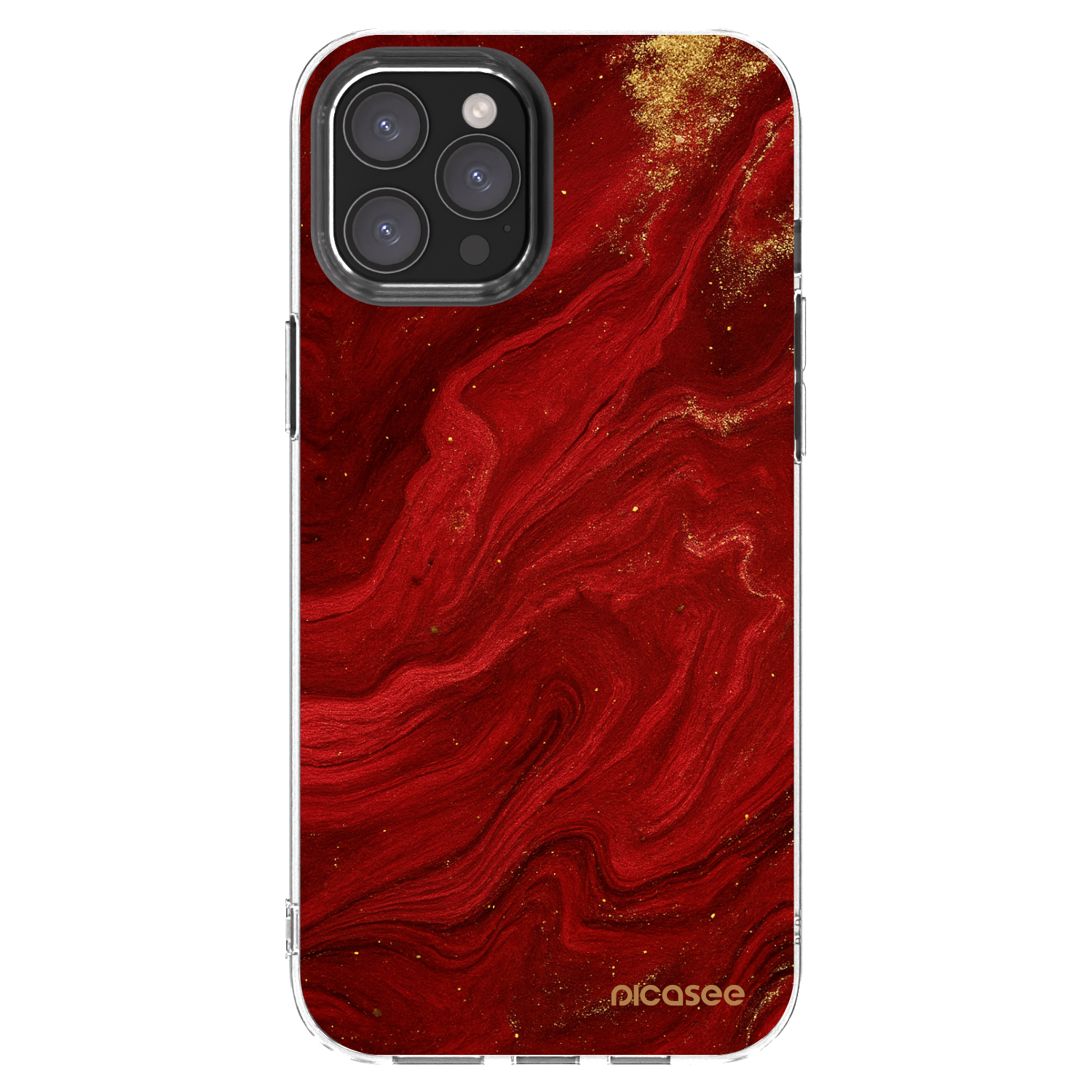 Picasee silikónový prehľadný obal pre Apple iPhone 12 Pro Max - Red