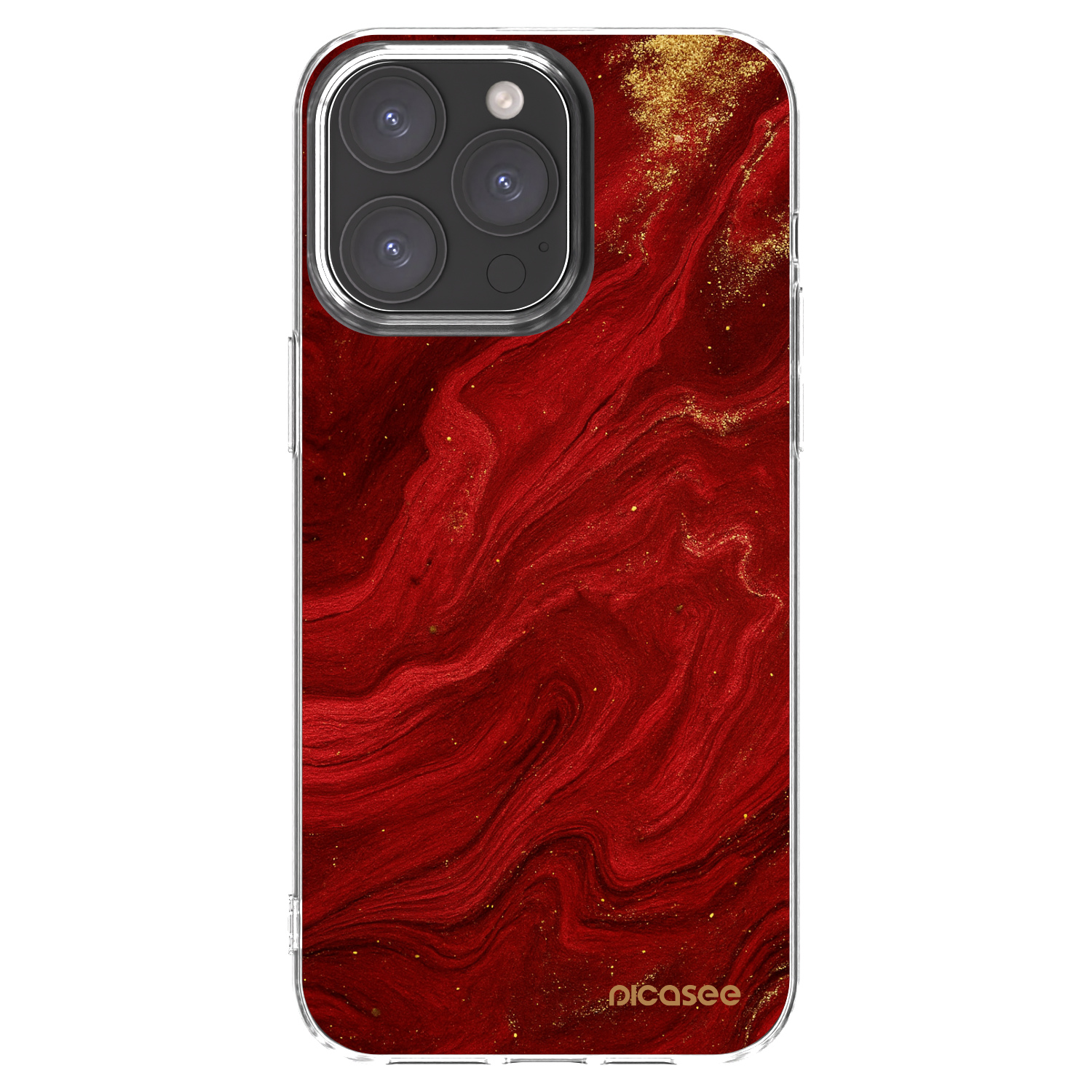 Picasee silikónový prehľadný obal pre Apple iPhone 15 Pro Max - Red