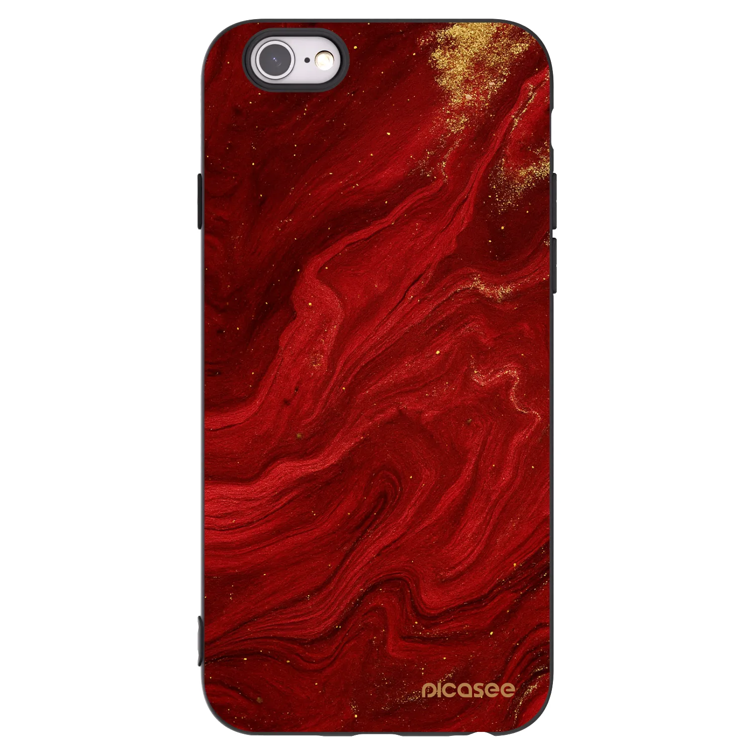 Picasee silikónový čierny obal pre Apple iPhone 6/6S - Red