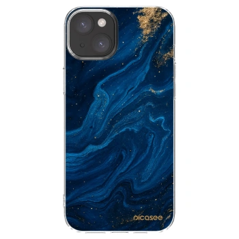 Picasee silikónový prehľadný obal pre Apple iPhone 15 Plus - Blue