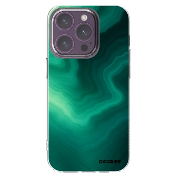 Picasee silikónový prehľadný obal pre Apple iPhone 14 Pro - Malachite