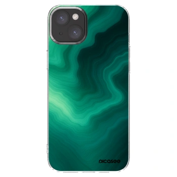 Picasee silikónový prehľadný obal pre Apple iPhone 15 Plus - Malachite