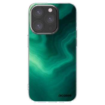 Picasee silikónový prehľadný obal pre Apple iPhone 15 Pro - Malachite