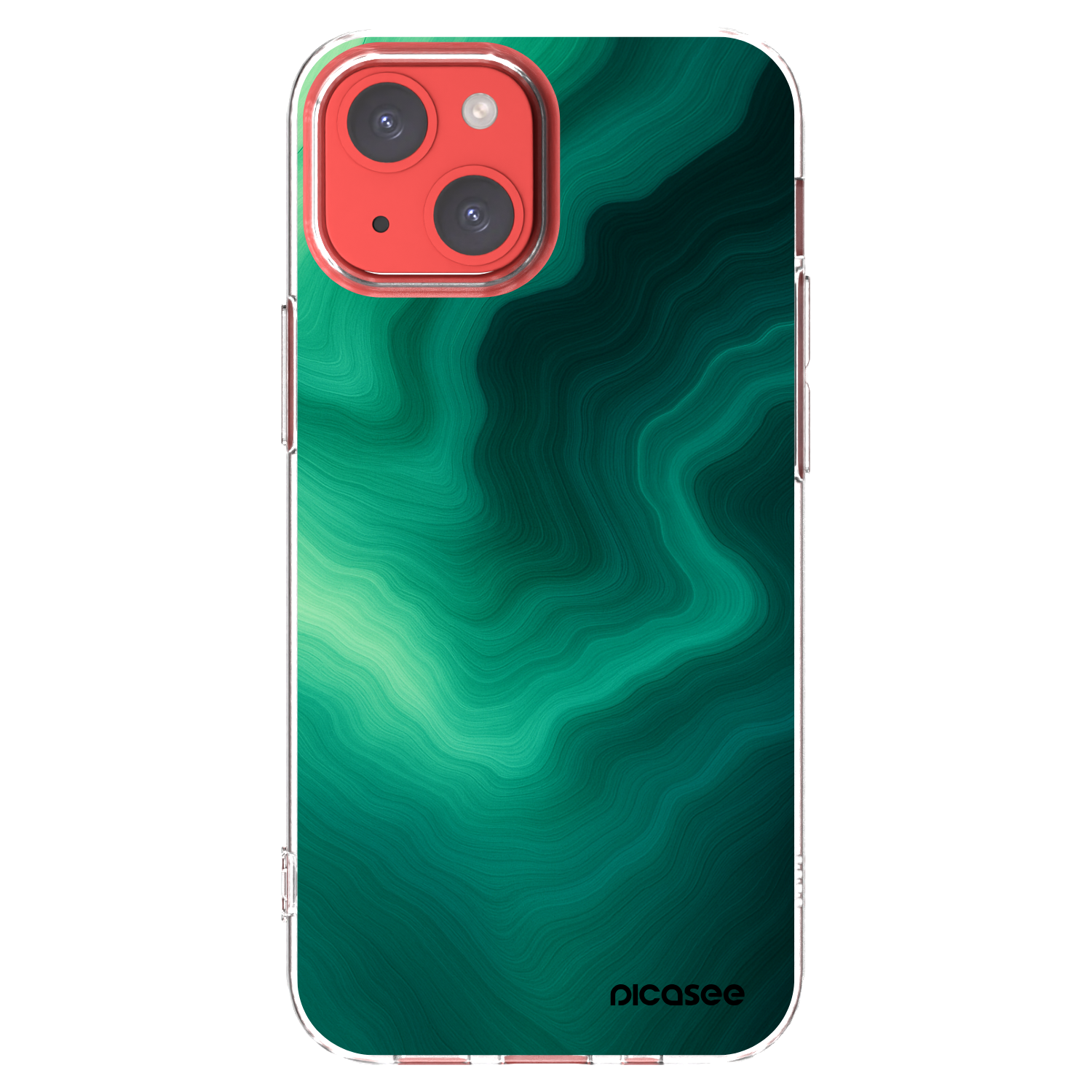 Picasee silikónový prehľadný obal pre Apple iPhone 13 mini - Malachite