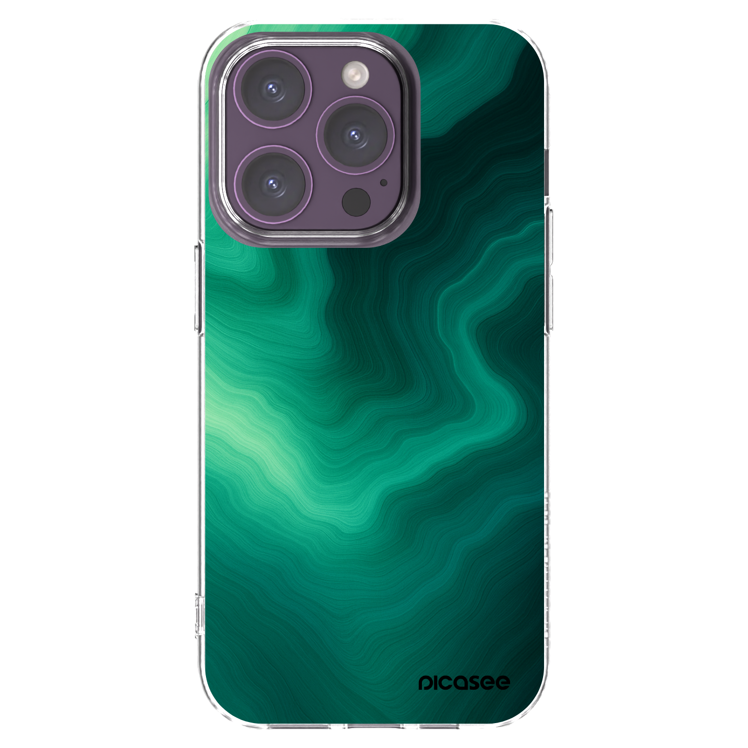 Picasee silikónový prehľadný obal pre Apple iPhone 14 Pro - Malachite