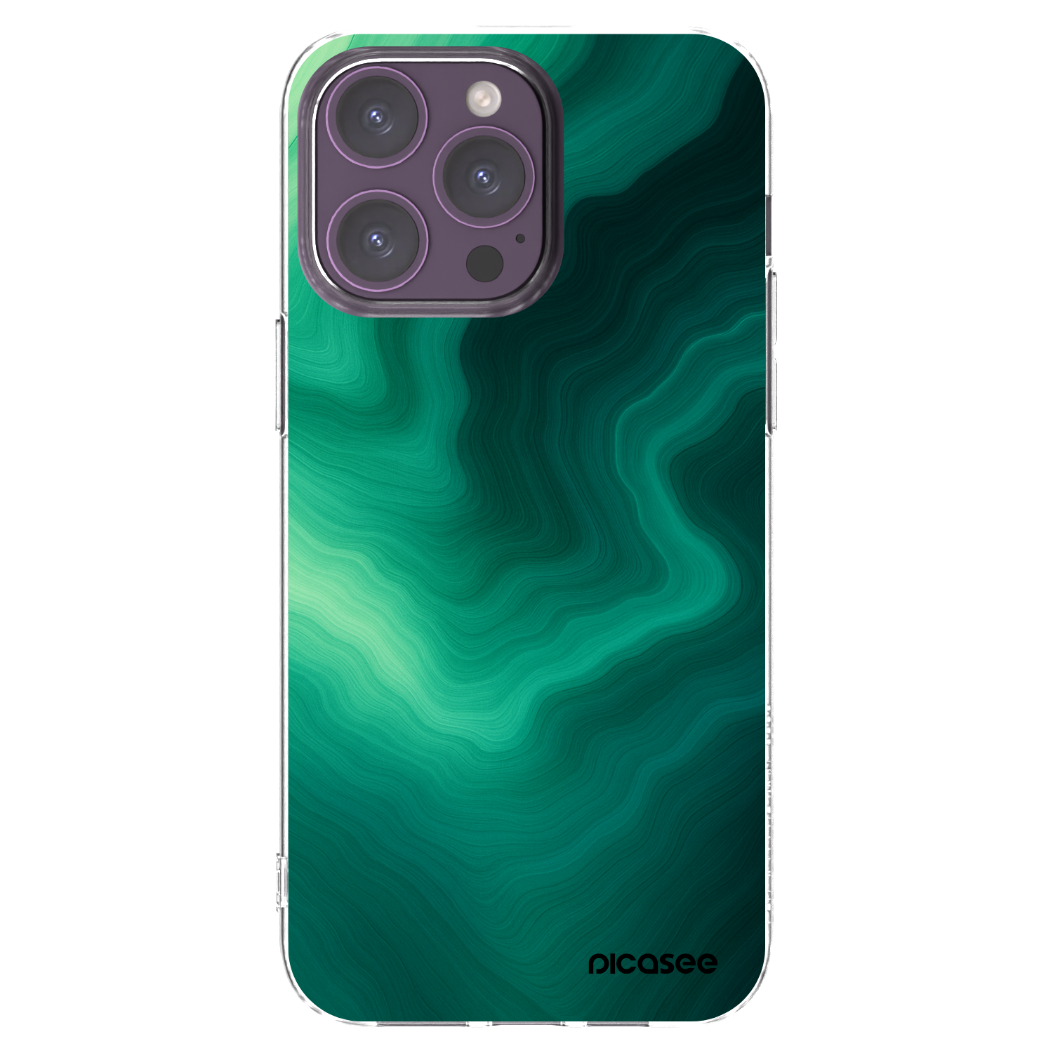 Picasee silikónový prehľadný obal pre Apple iPhone 14 Pro Max - Malachite