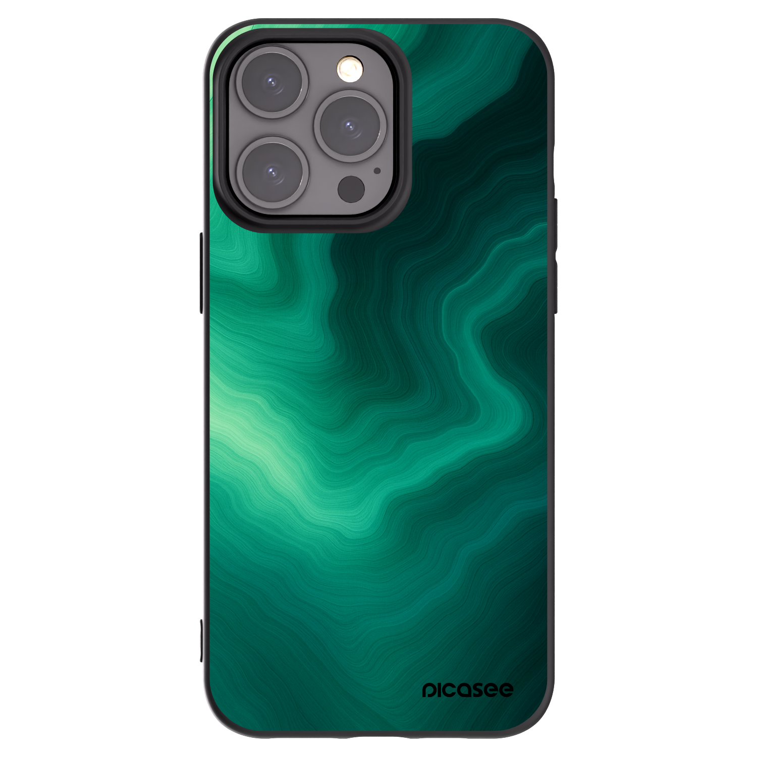 Picasee silikónový čierny obal pre Apple iPhone 15 Pro Max - Malachite