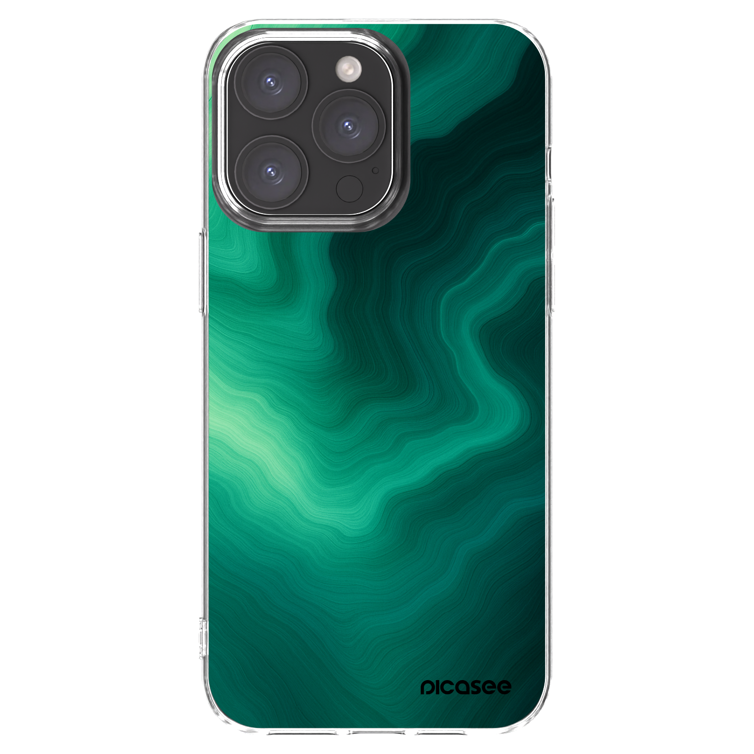 Picasee silikónový prehľadný obal pre Apple iPhone 15 Pro Max - Malachite