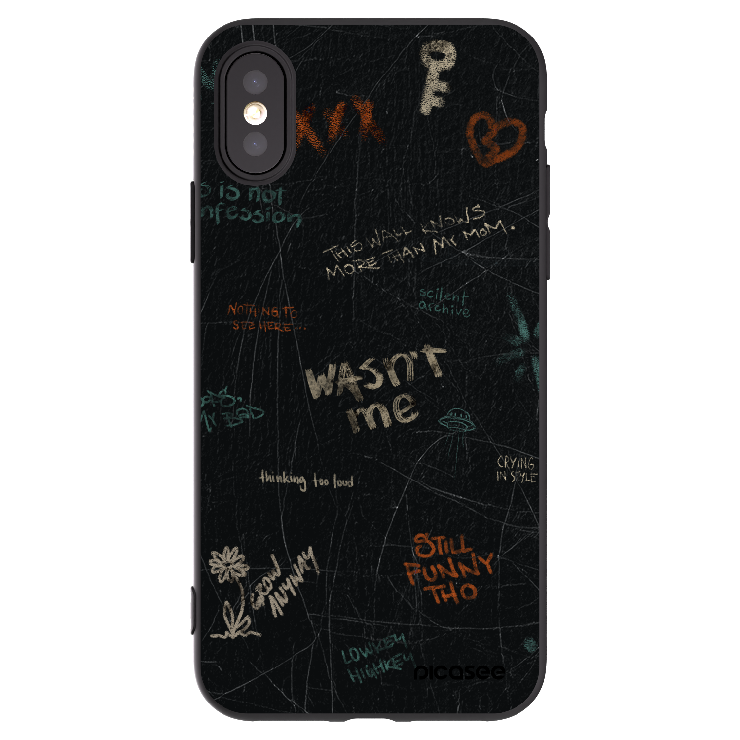 Picasee silikónový čierny obal pre Apple iPhone X/XS - CONFESSION