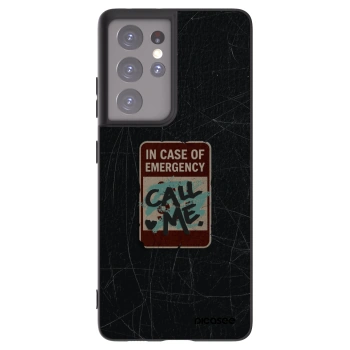 Picasee silikónový čierny obal pre Samsung Galaxy S21 Ultra 5G G998B - EMERGENCY