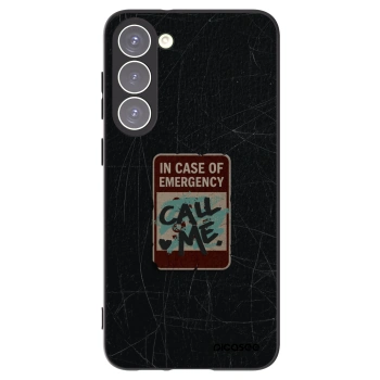 Picasee silikónový čierny obal pre Samsung Galaxy S23+ 5G - EMERGENCY