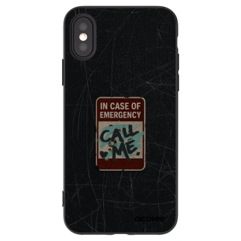 Picasee silikónový čierny obal pre Apple iPhone X/XS - EMERGENCY