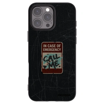 Picasee silikónový čierny obal pre Apple iPhone 16 Pro Max - EMERGENCY