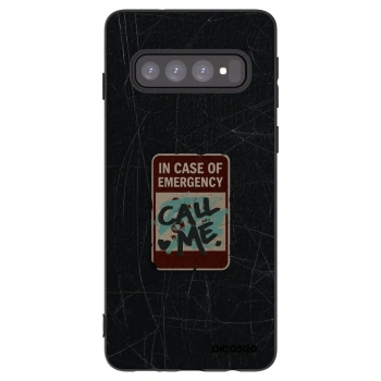 Picasee silikónový čierny obal pre Samsung Galaxy S10 G973 - EMERGENCY